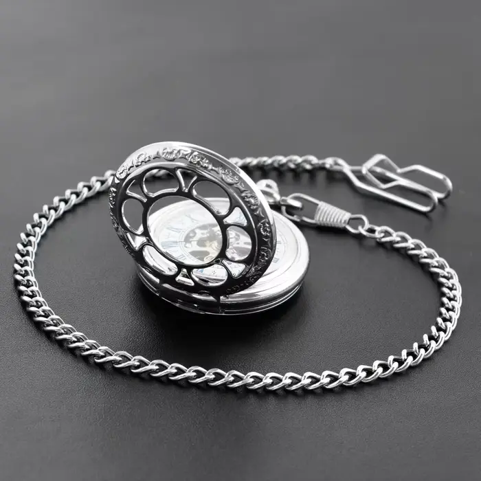 Chaîne de montre de poche en argent de luxe Vintage