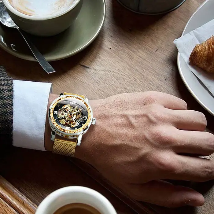 Montre mécanique squelette classique pour homme