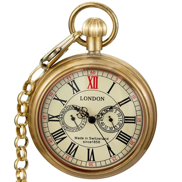 Montre de Poche Mécanique à 5 Aiguilles pour Homme, en Cuivre Antique, Londres 1856, avec Modules à 