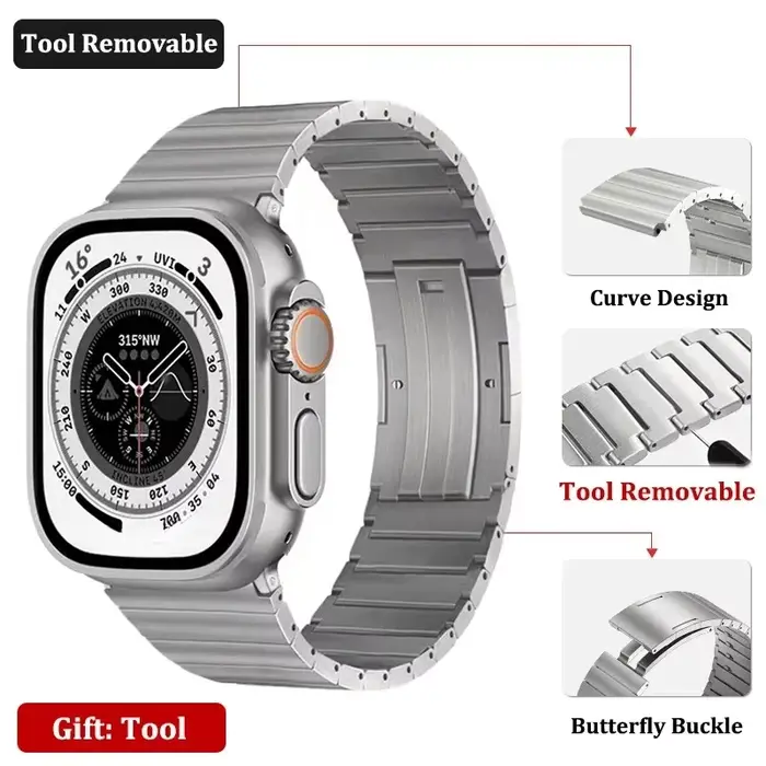 Bracelet à maillons en titane pour Apple Watch Ultra 2 49mm 41 45mm 42 44mm 46 40mm, pour iWatch sér