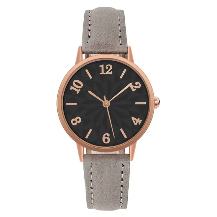 Montre Numérique à Quartz avec Bracelet en Cuir Givré pour Femme et Fille