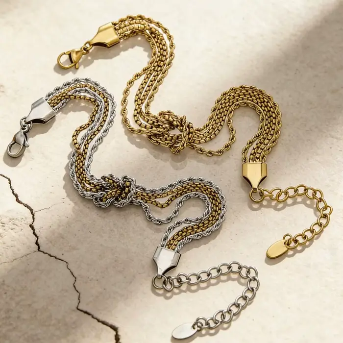 Bracelet en acier inoxydable plaqué or 18 carats avec nœud d'amour pour femmes élégant et personnalisé pour occasions spéciales