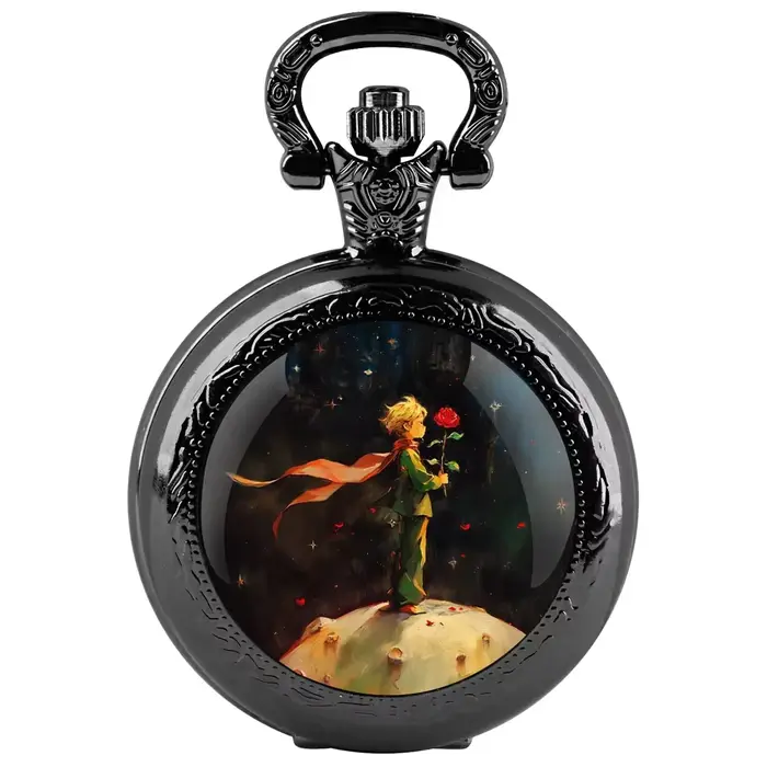 Montre de poche Prince et Rose dôme avec chaîne chiffres arabes cadran Vintage hommes femmes collier