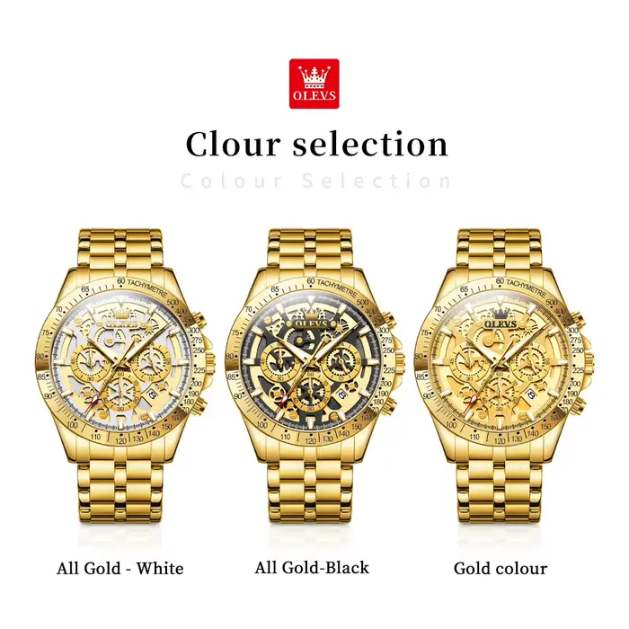 OLEVS montres pour hommes or luxe évider Style montre à Quartz originale pour homme étanche lumineux chronographe Date 24 heures