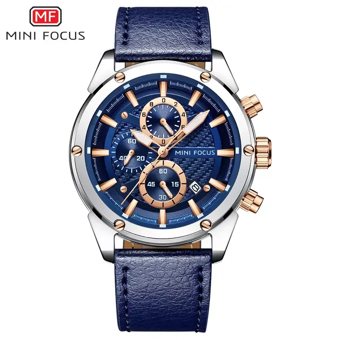 Montres de sport décontractées MINI FOCUS pour hommes, montre-bracelet en cuir militaire de luxe de 