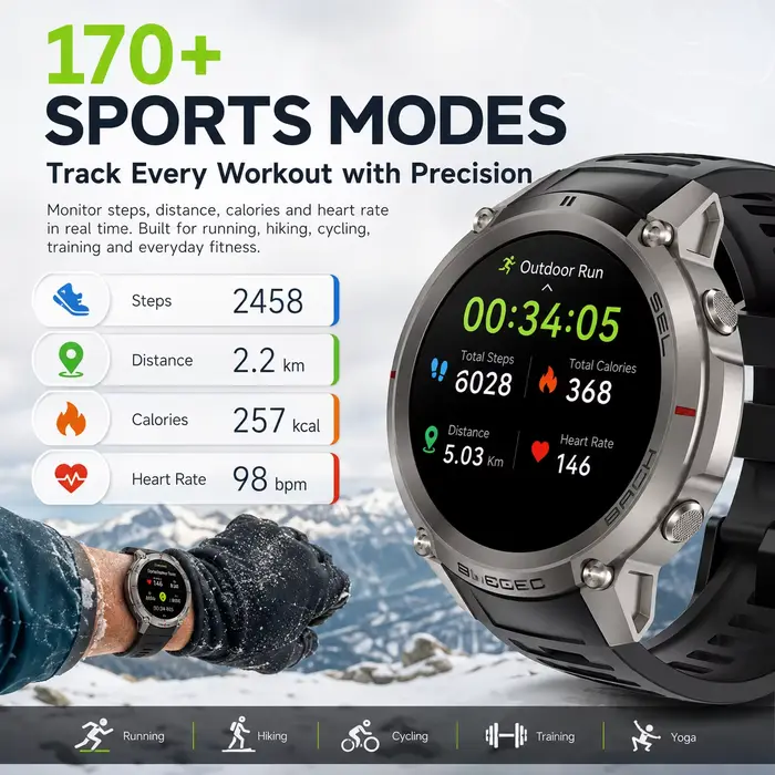 Nouvelle Montre Connectée GPS Robuste 2026 avec Écran Tactile AMOLED HD 1