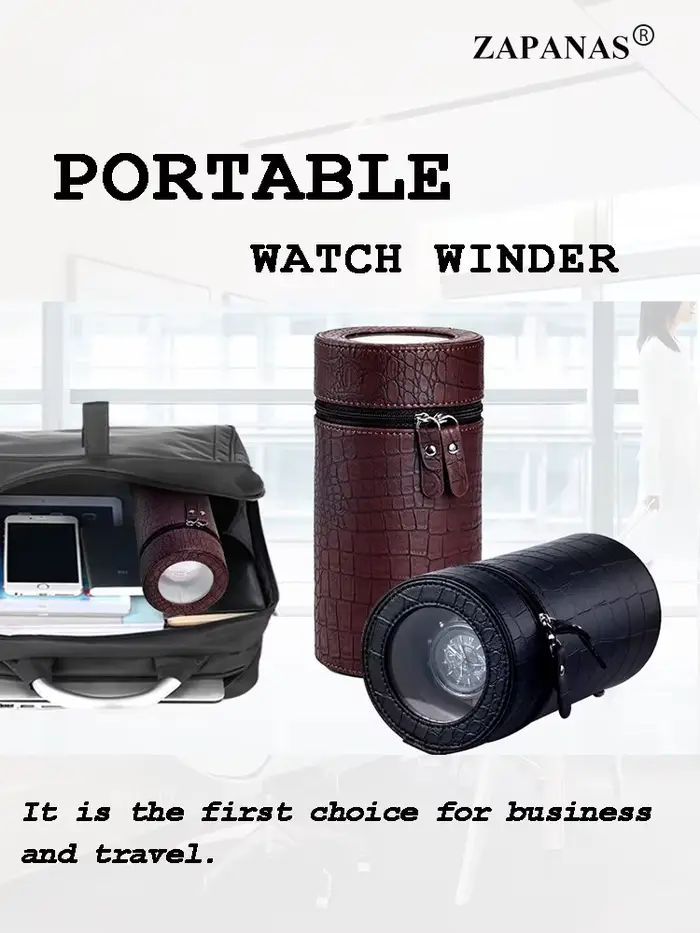 Remontoir de Montre Automatique Portable Boîte en Cuir PU Design Élégant Pour Collectionneurs Montres Voyage Occasionnels