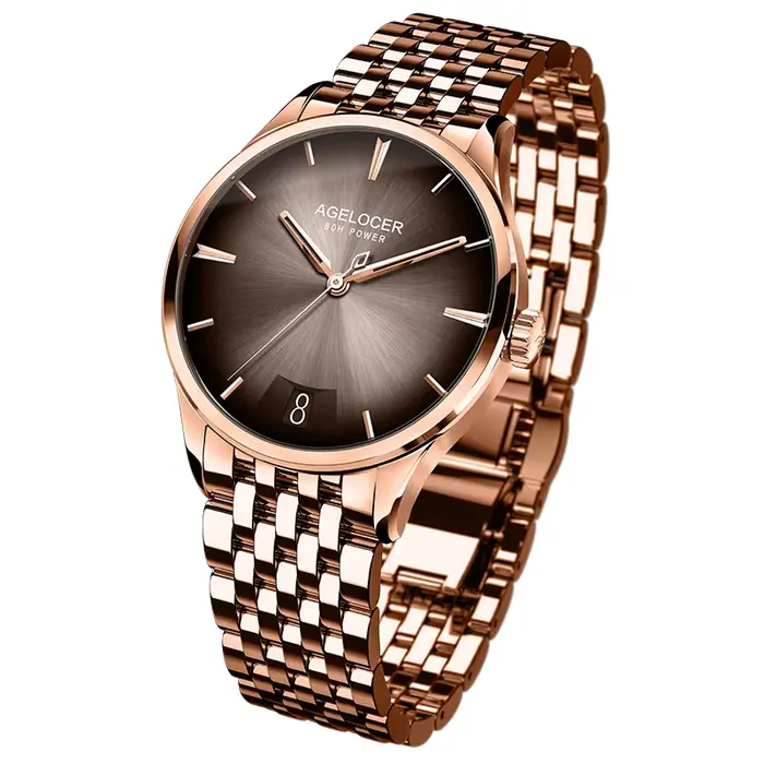 Montre AGELOCER Original Budapest pour homme, montre de luxe en or, grand calendrier, automatique, mécanique, cadeau d'anniversaire pour homme