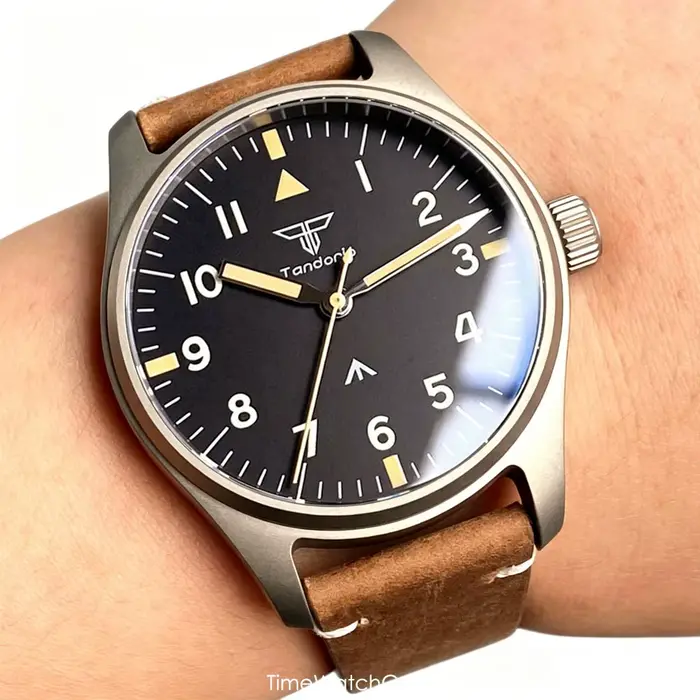 Montre de pilote chronographe Tandorio Titanium VH31 pour homme
