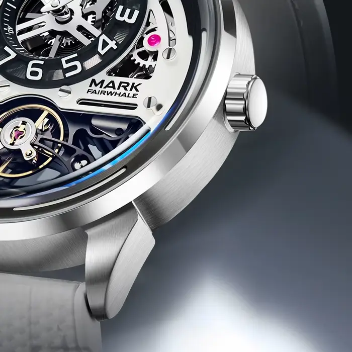 MARK FAIRWHALE montre automatique pour hommes cadran squelette bracelet en caoutchouc fluoré étanche montre-bracelet de luxe à la mode