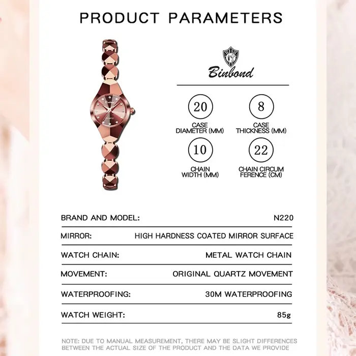 BINBOND N220 montre pour femmes imperméable marque supérieure polyvalent Premium exquis à la mode lumière luxe