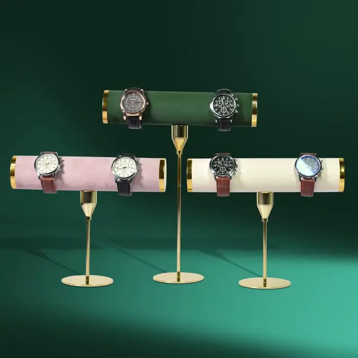 Organisateur de montres en velours avec design moderne et couleurs vives pour rangement et présentation de montres à la maison ou en boutique