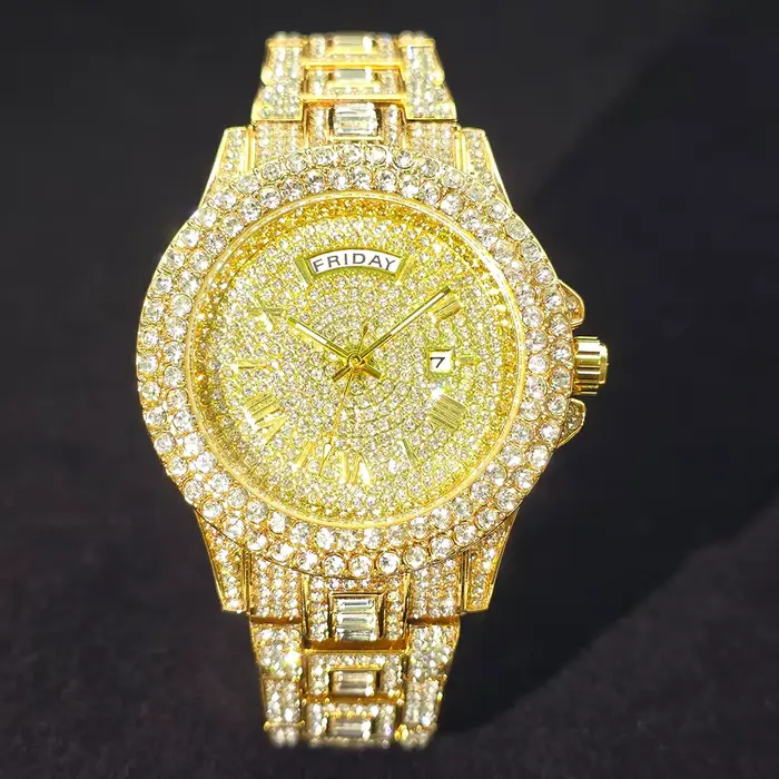 Montre en diamant pour hommes, Design classique de luxe, montres à quartz avec calendrier, date, hor