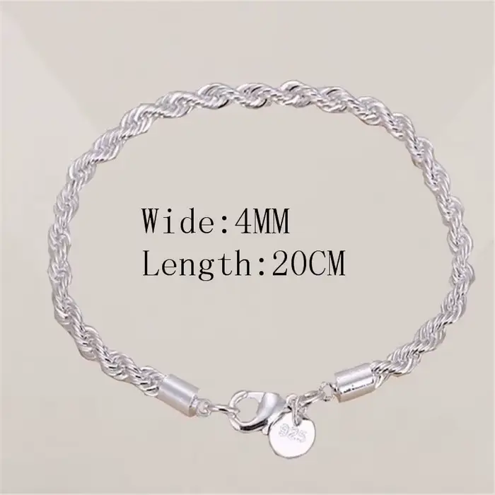 Bracelet chaîne en acier inoxydable de 4MM pour hommes et femmes