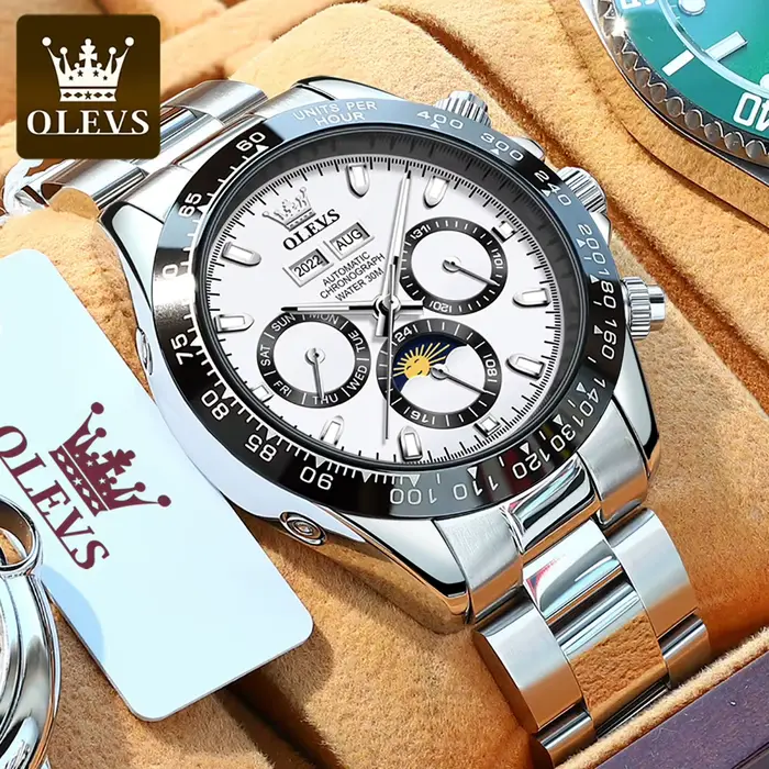 OLEVS 6654 montres pour hommes de marque supérieure montre mécanique automatique de mode classique pour homme calendrier complet Phase de lune étanche