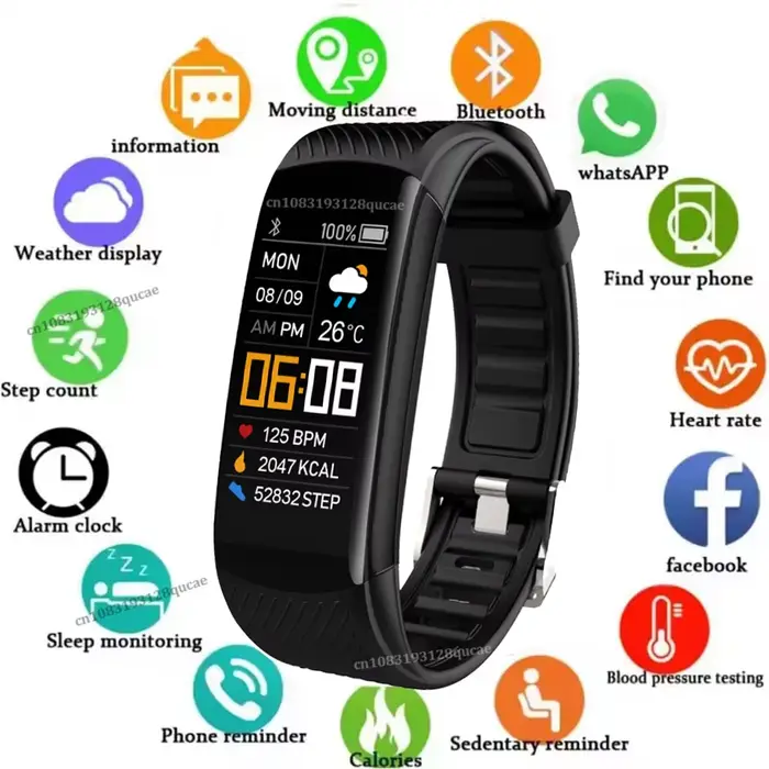 Montre connectée 2026 avec moniteur de fréquence cardiaque pour hommes et femmes, bracelet caoutchouc, suivi complet de la santé et de la forme physique, occasion sportive et quotidienne