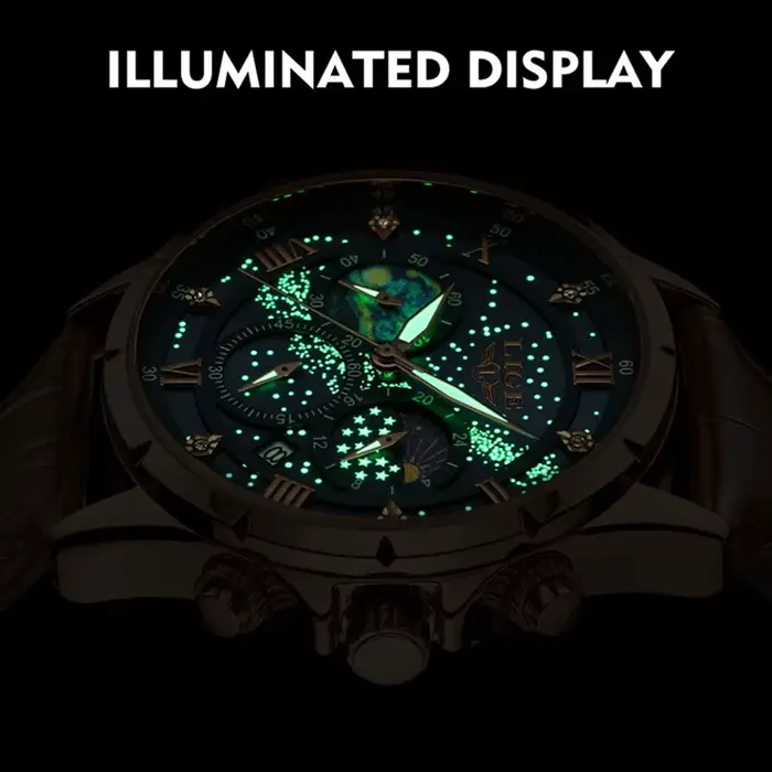 Montre de sport en cuir véritable pour homme