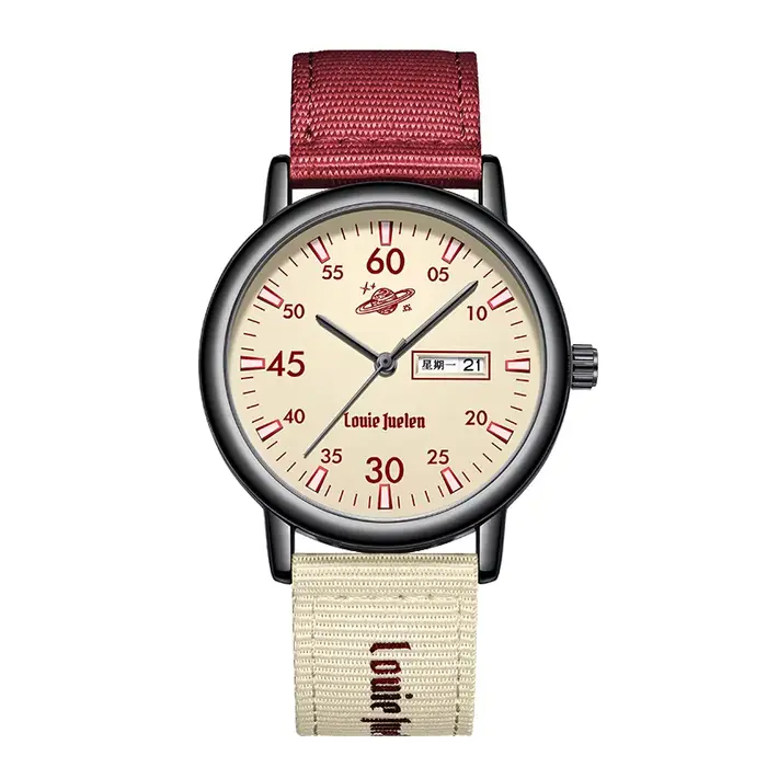 LOUIE JUELEN Montre personnalisée vintage américaine pour hommes Montre à quartz pour jeunes spécifi