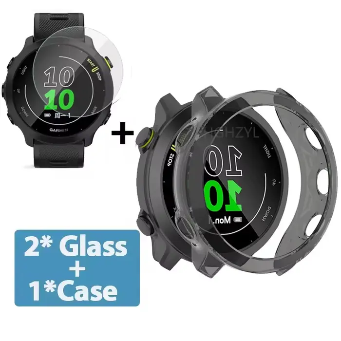 Étui de protection et protecteur d'écran 2 en 1 pour Garmin Forerunner 55 158, housse de protection 