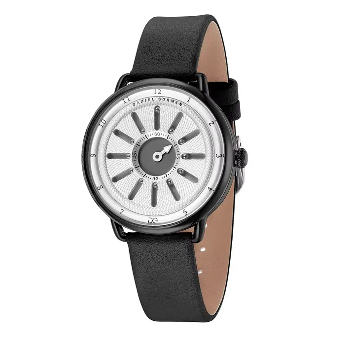 Montre analogique à billes magnétiques - Bracelet en cuir véritable et design de pointeur unique