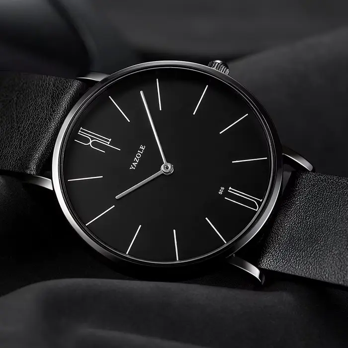 Montre JBAILI homme quartz en cuir simple décontractée pour affaires et occasions spéciales
