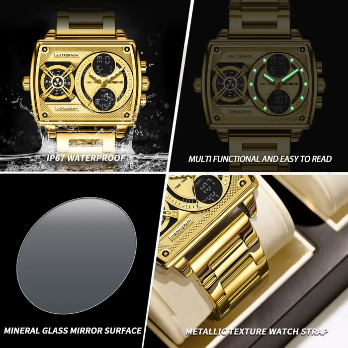 Montres à quartz précises multifonctions BINBOND pour hommes