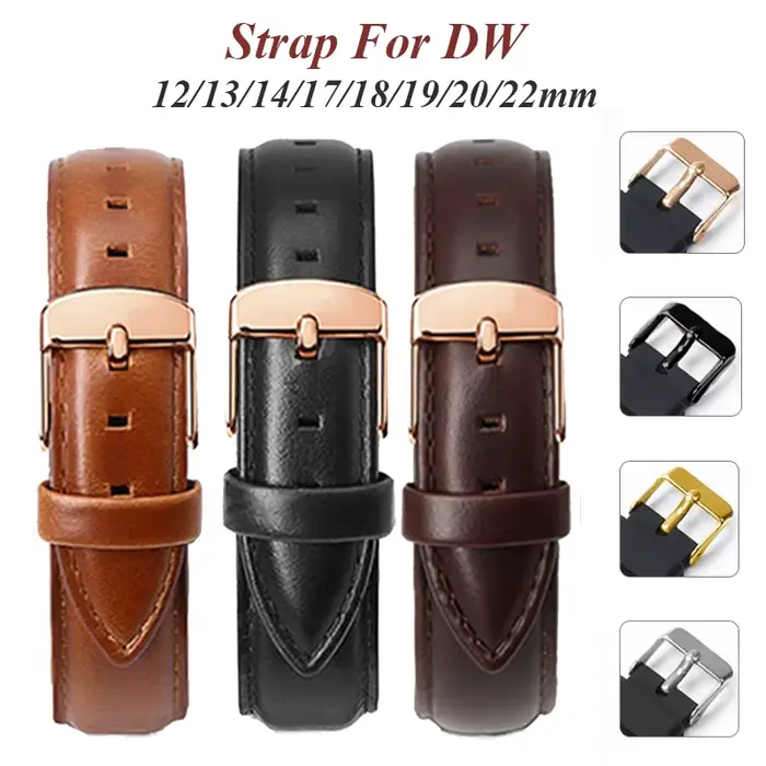 Bracelet de montre en cuir véritable pour homme et femme, variété de couleurs et largeurs, élégant pour diverses occasions et cadeaux spéciaux
