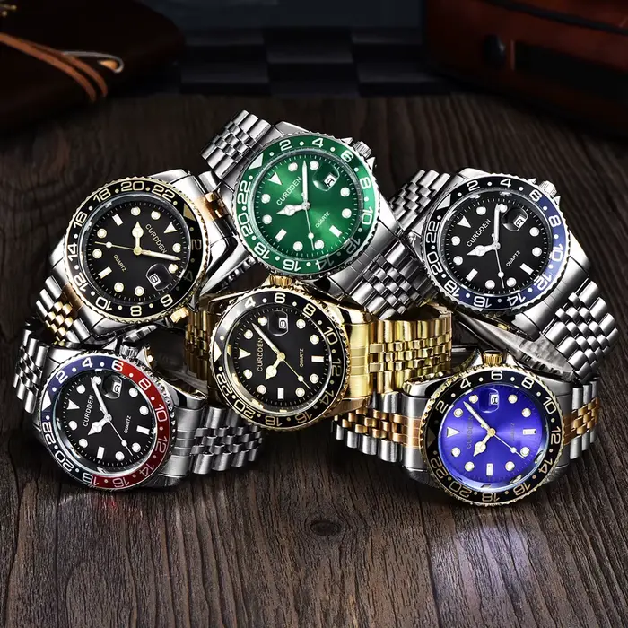 Hommes marque célèbre montres étudiants garçons mode bracelet en acier inoxydable calendrier décontracté montre à Quartz vert Relogios Masculinos 2024