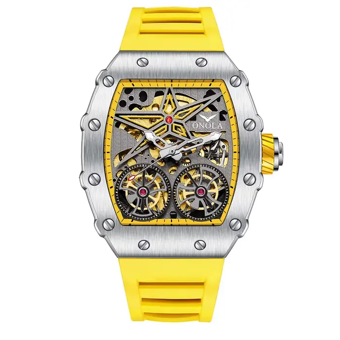 ONOLA montre pour hommes Double Tourbillon évider étanche lumineux entièrement automatique mécanique