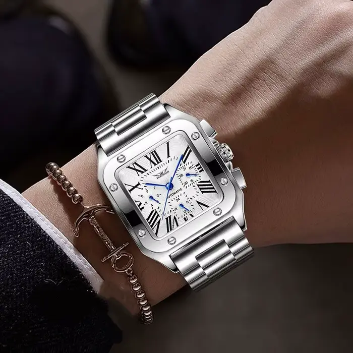 Nouvelle montre mécanique automatique carrée de luxe haut de gamme pour hommes