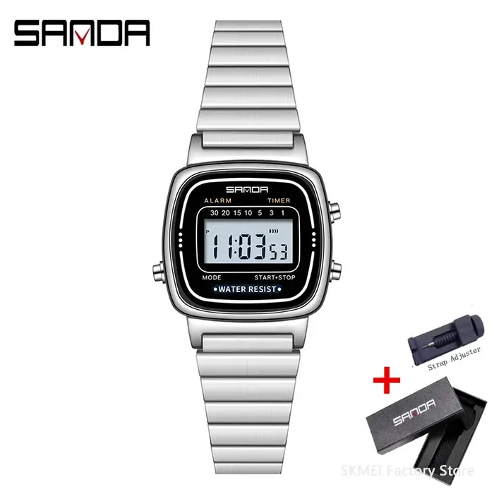 SANDA 6053 montre numérique de luxe pour femmes élégant étanche sport LED affichage