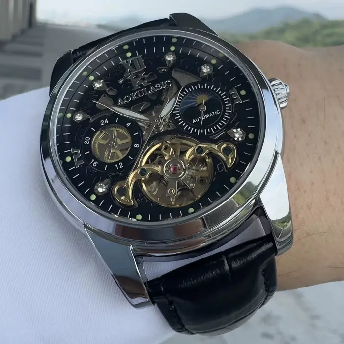 Montre mécanique automatique squelette tourbillon AOKULASIC tendance pour homme
