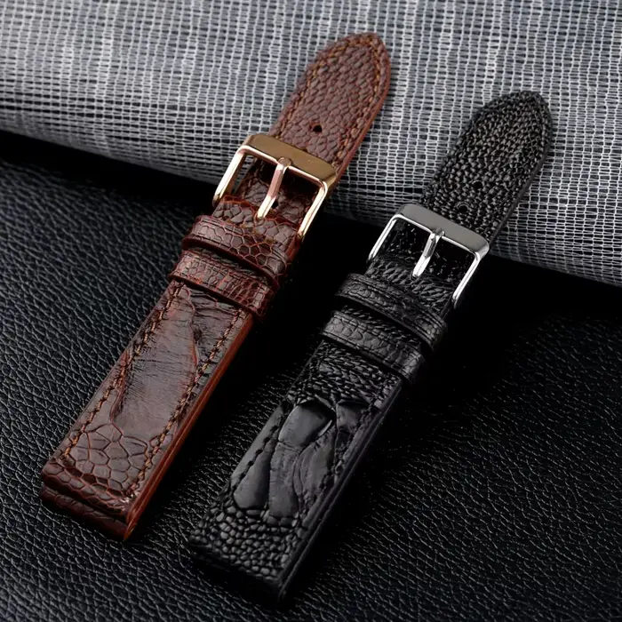 Bracelet de montre en cuir d'autruche fait à la main pour homme et femme occasions spéciales vintage