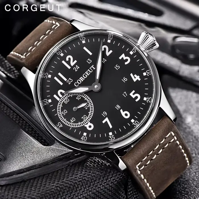 Montre Corgeut mécanique manuelle lumineuse résistante à l'eau pour hommes occasions spéciales sportives et formelles
