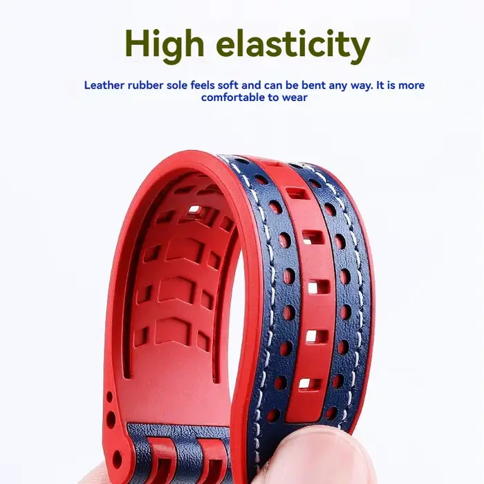 Bracelet de montre en cuir de vache et caoutchouc pour hommes