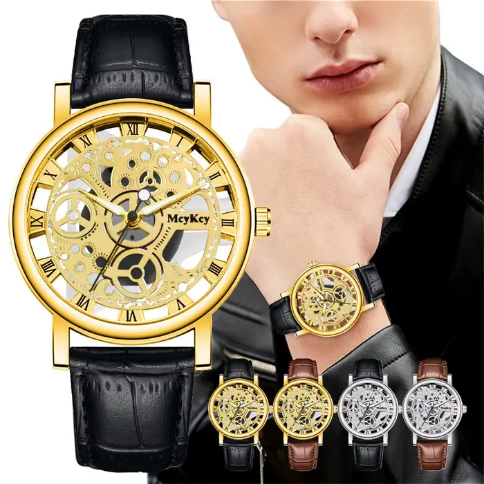 Montre-bracelet de luxe à quartz pour hommes avec fonction chronomètre et cadrans en chiffres romains pour occasions spéciales et style intemporel