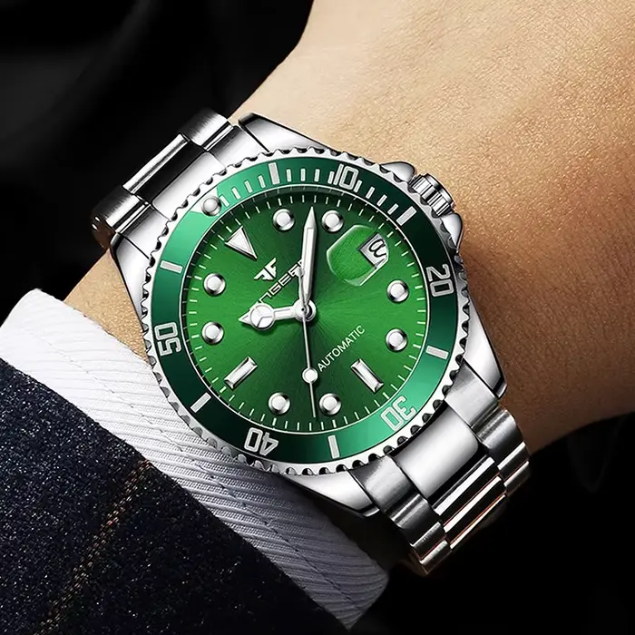 BINBOND 9001 montre mécanique entièrement automatique de luxe pour hommes étanche veilleuse précision bande d'acier