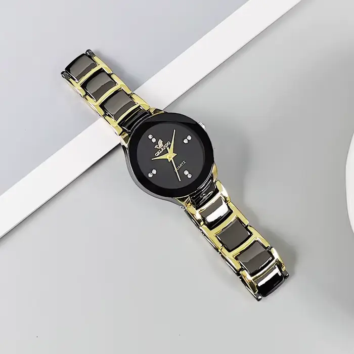 Montre d'affaires à quartz en acier pour hommes, cadran noir, offre spéciale