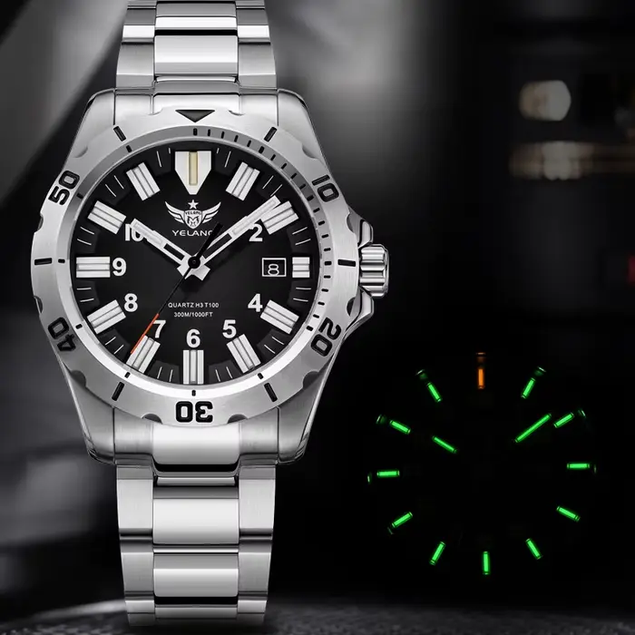 YELANG V1036S 42mm hommes montre à Quartz lumineux 10 ans Lithium suisse RONDA 715-Li mouvement 30ATM 300m étanche Style militaire
