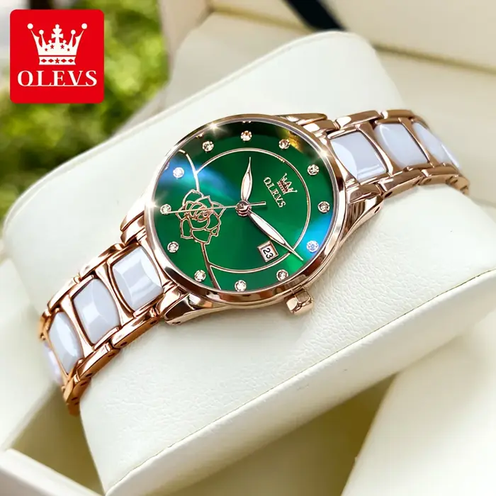 OLEVS 3606 montre de luxe pour femmes camélia Quartz japon mouvement 30M