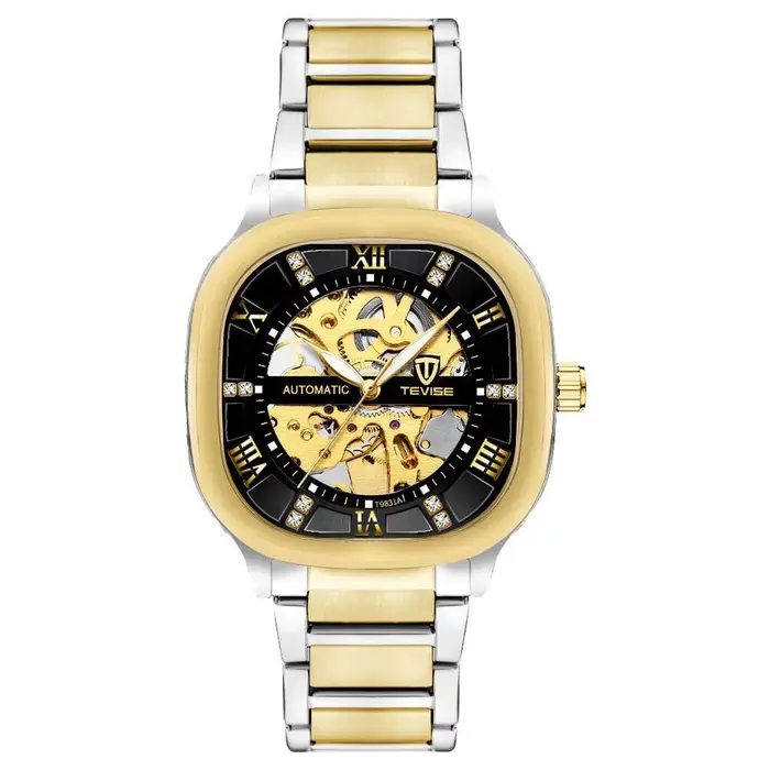 Montre automatique carrée rétro TEVISE pour homme