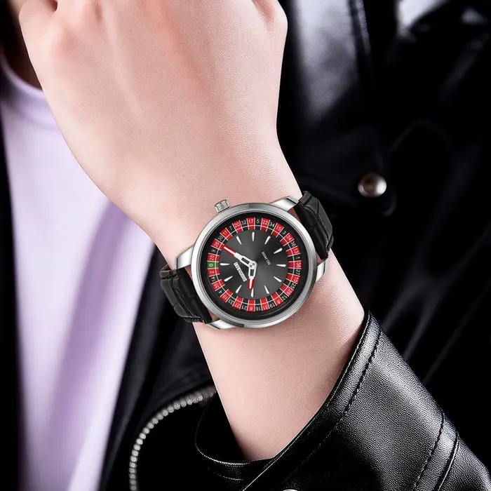 Nouvelle montre à quartz tendance au design de jeu de roulette et de poker de style européen