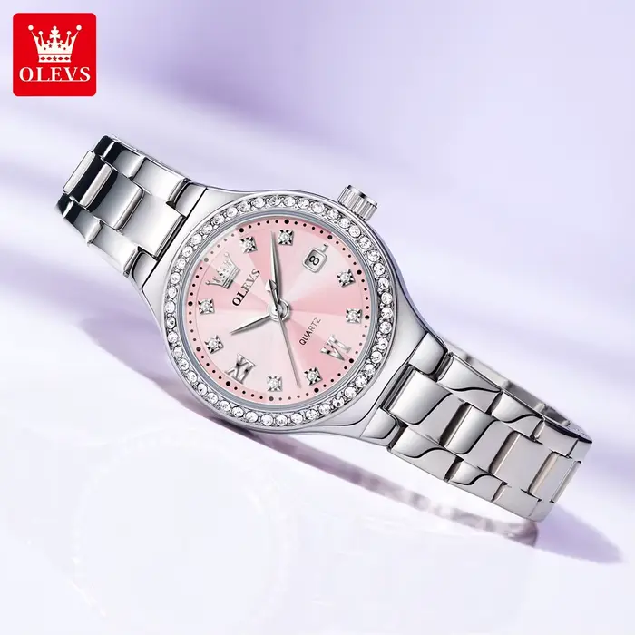Nouvelle montre à Quartz 5628 pour femmes, bracelet en acier, lunette en Zircon, date automatique, résistante à l'eau, miroir en losange, élégante pour occasions spéciales