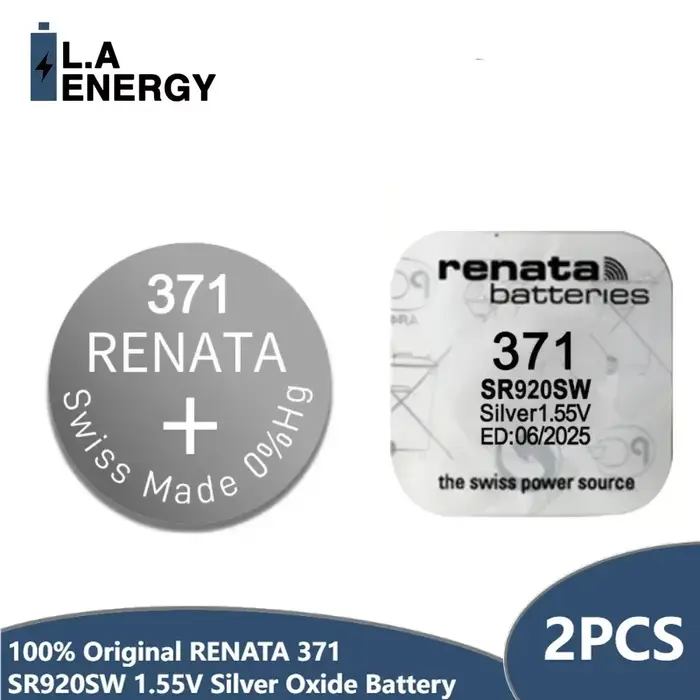 2 pièces RENATA batterie de montre en oxyde d'argent 371 SR920SW 920 1.55V 100% 371 Renata 920 Batte