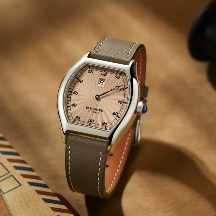 FARASUTE rétro luxe hommes montre automatique saut heure