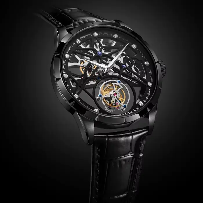 AESOP véritable Tourbillon montres mouvement squelette pour hommes