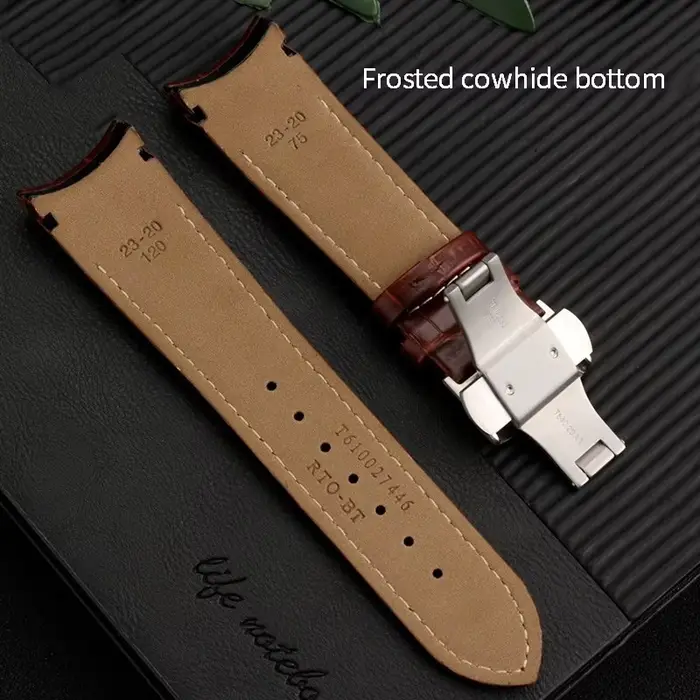 Bracelet de montre en cuir véritable pour homme