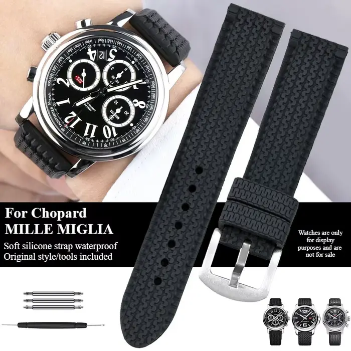 Bracelet de montre en caoutchouc de haute qualité pour Chopard MILLE MIGLIA CLASSIC CHRONOGRAPH 168 