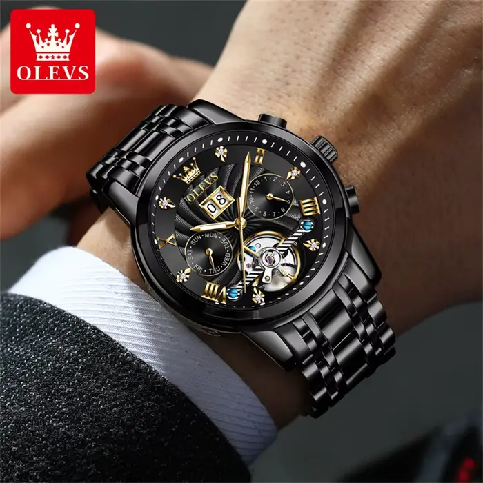 OLEVS classique hommes montres Tourbillon multi-fonction entièrement automatique hommes montre haut
