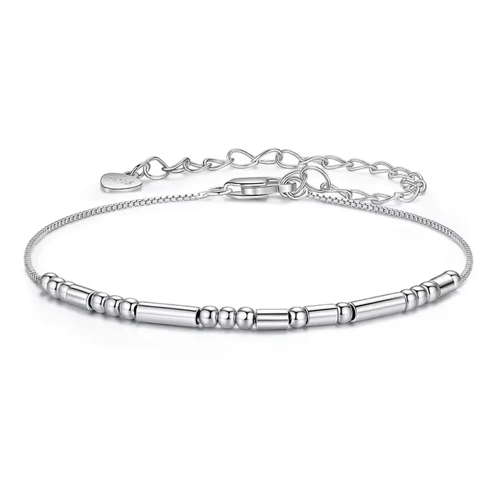 BAMOER – Bracelet en argent Sterling 925, «je t'aime», Code Morse, chaîne de poignet en perles Vinta